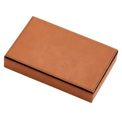 Leatherette 2 Card Deck Set, Caramel 5" X 7.75"