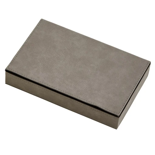 Leatherette 2 Card Deck Set, Grey 5" X 7.75"