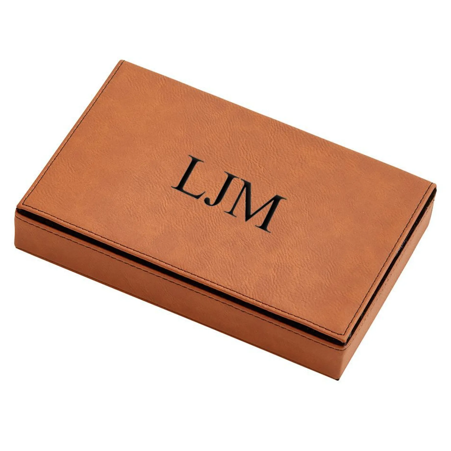 Leatherette 2 Card Deck Set, Caramel 5" X 7.75"