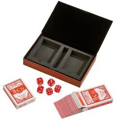 Leatherette 2 Card Deck Set, Caramel 5" X 7.75"