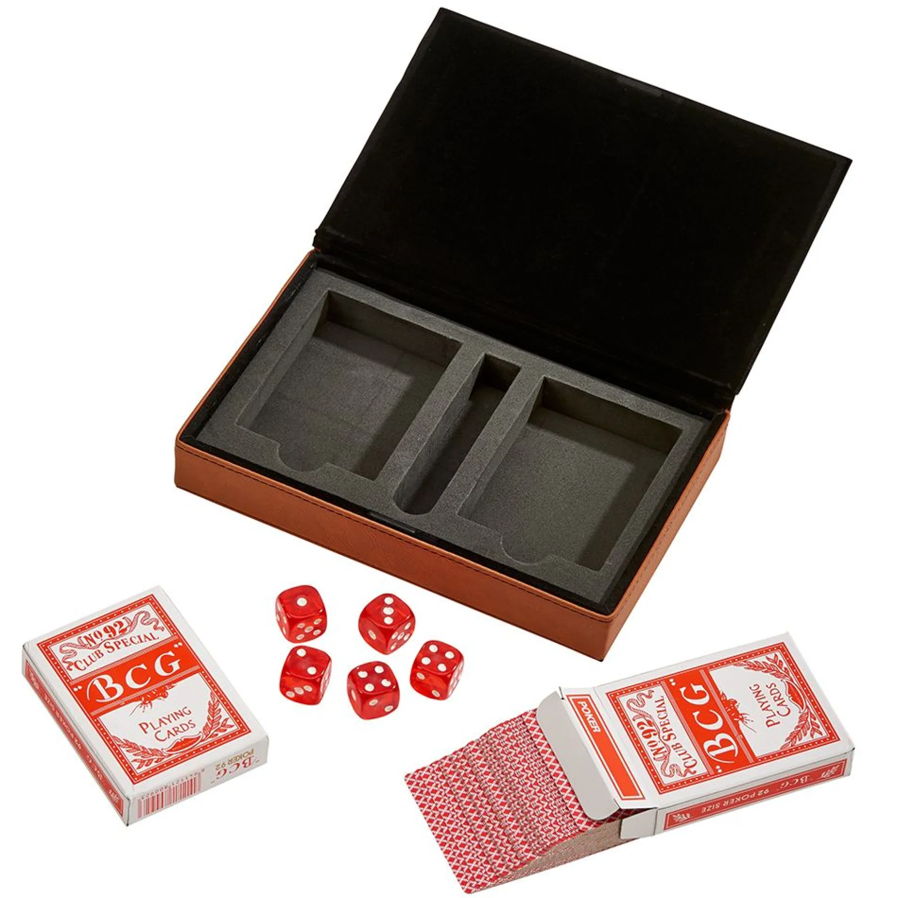 Leatherette 2 Card Deck Set, Caramel 5" X 7.75"