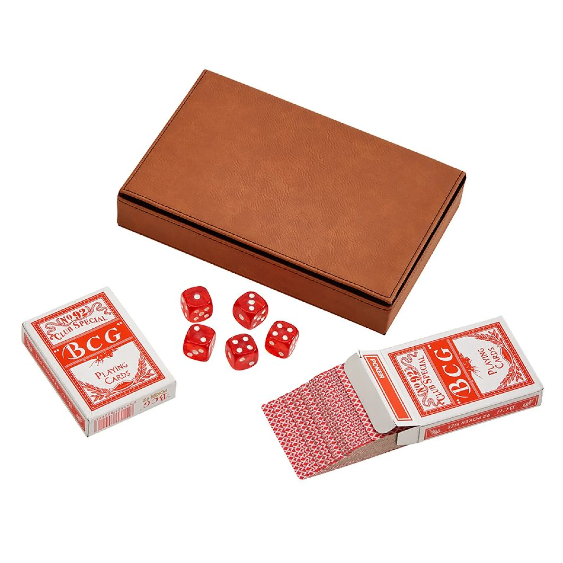 Leatherette 2 Card Deck Set, Caramel 5" X 7.75"