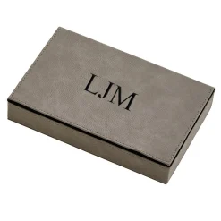 Leatherette 2 Card Deck Set, Grey 5" X 7.75"