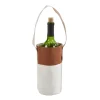 Leatherette & Canvas Caramel Wine Tote
