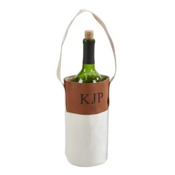 Leatherette & Canvas Caramel Wine Tote