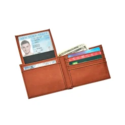 Leatherette Bill Fold, Caramel 4.5" X 3.75"
