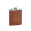 Leatherette Flask Caramel 8 Oz Cap