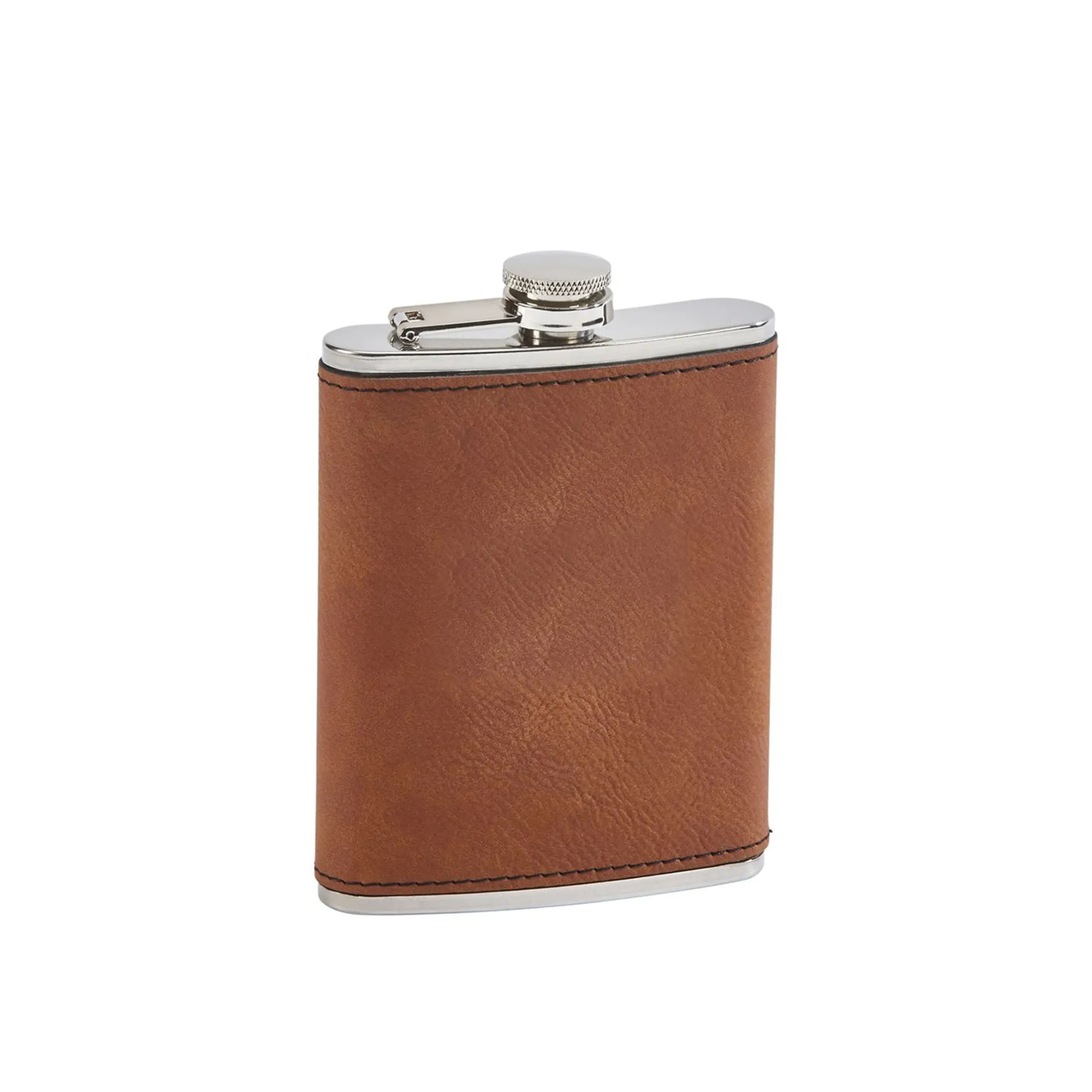 Leatherette Flask Caramel 8 Oz Cap