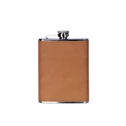 Leatherette Flask Caramel 8 Oz Cap