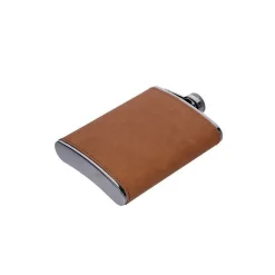Leatherette Flask Caramel 8 Oz Cap
