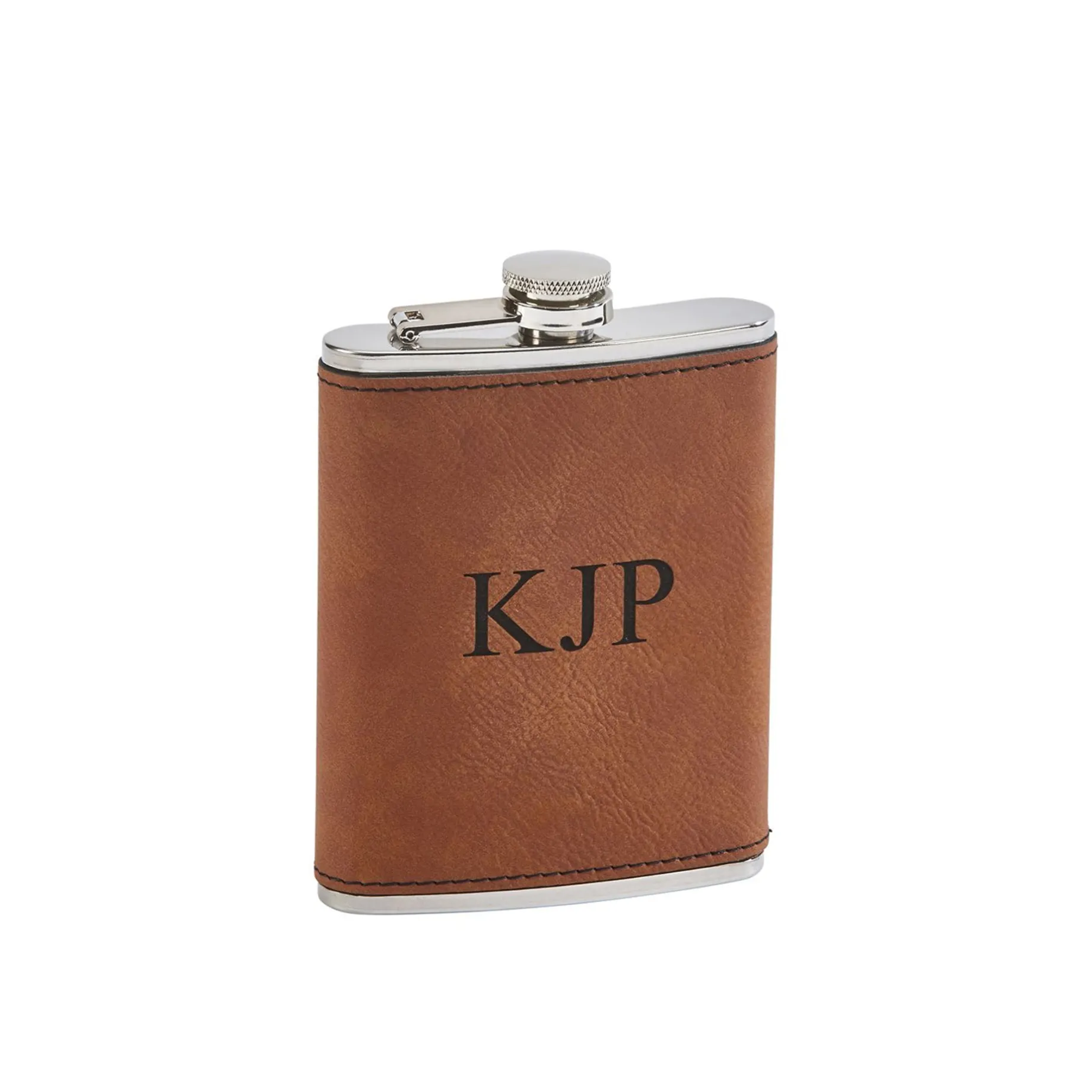 Leatherette Flask Caramel 8 Oz Cap
