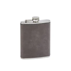 Leatherette Flask Grey 8 Oz Cap
