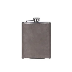 Leatherette Flask Grey 8 Oz Cap