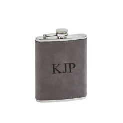 Leatherette Flask Grey 8 Oz Cap
