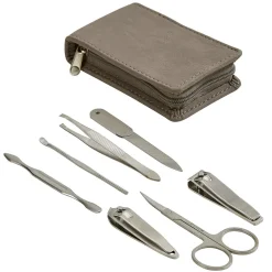 Leatherette Manicure Set, Grey 4.25" X 2.5"