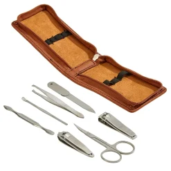 Leatherette Manicure Set, Caramel 4.25" X 2.5"