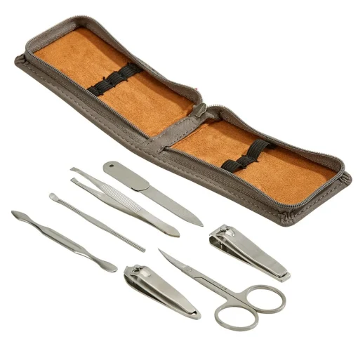 Leatherette Manicure Set, Grey 4.25" X 2.5"