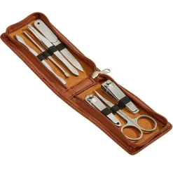 Leatherette Manicure Set, Caramel 4.25" X 2.5"