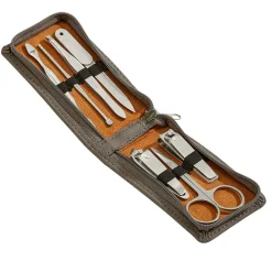 Leatherette Manicure Set, Grey 4.25" X 2.5"