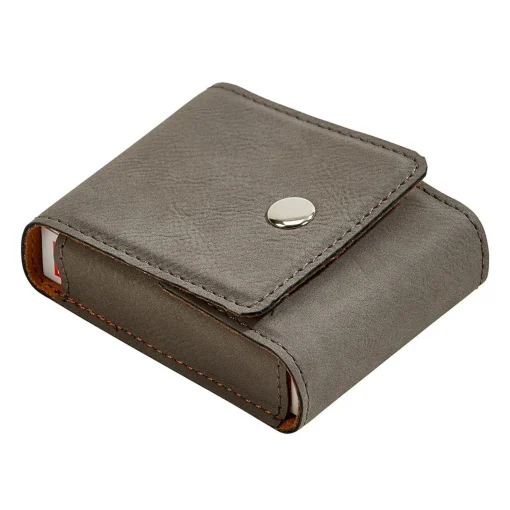 Leatherette Playing Cards Case, Grey 3.75"