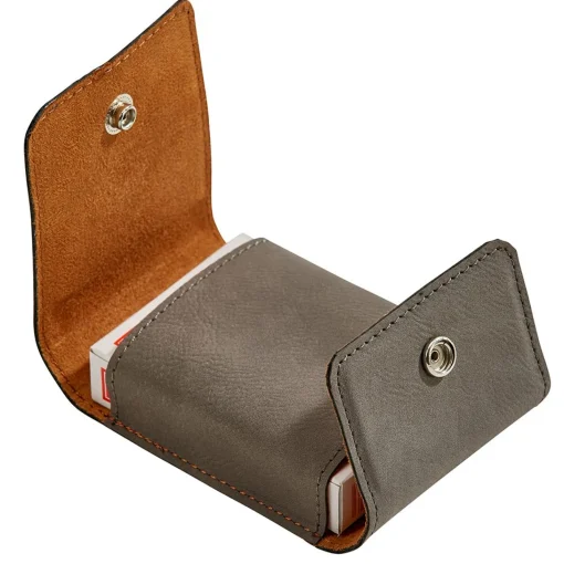 Leatherette Playing Cards Case, Grey 3.75"
