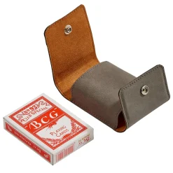 Leatherette Playing Cards Case, Grey 3.75"