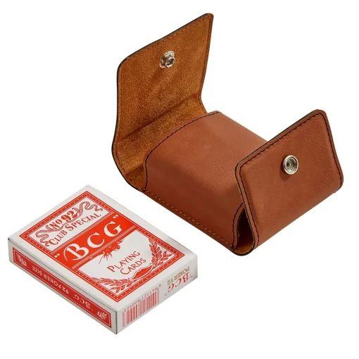 Leatherette Playing Cards Case, Caramel 3.75"