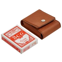 Leatherette Playing Cards Case, Caramel 3.75"