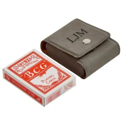Leatherette Playing Cards Case, Grey 3.75"