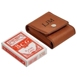 Leatherette Playing Cards Case, Caramel 3.75"