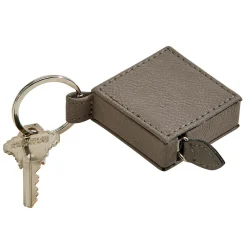 Leatherette Square 5' Feet Tape Measure Grey Keychain 2"