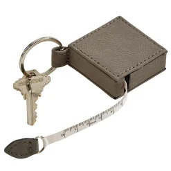 Leatherette Square 5' Feet Tape Measure Grey Keychain 2"