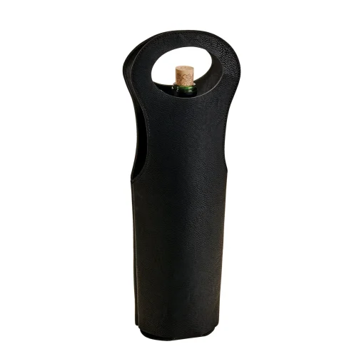 Leatherette Wine Holder in Black - 14.5"
