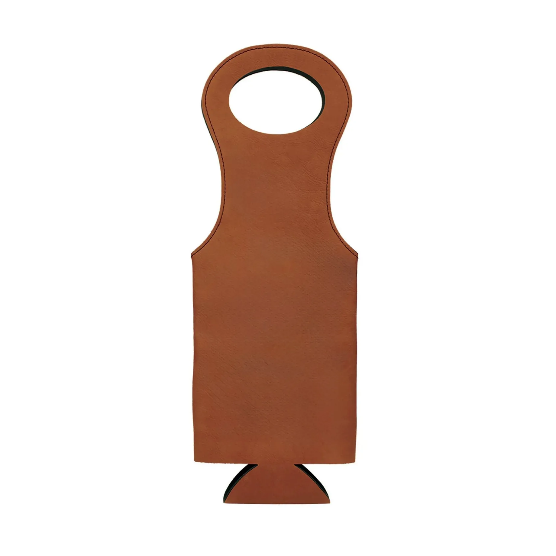 Leatherette Wine Holder in Caramel - 14.5"