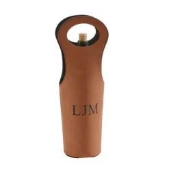 Leatherette Wine Holder in Caramel - 14.5"