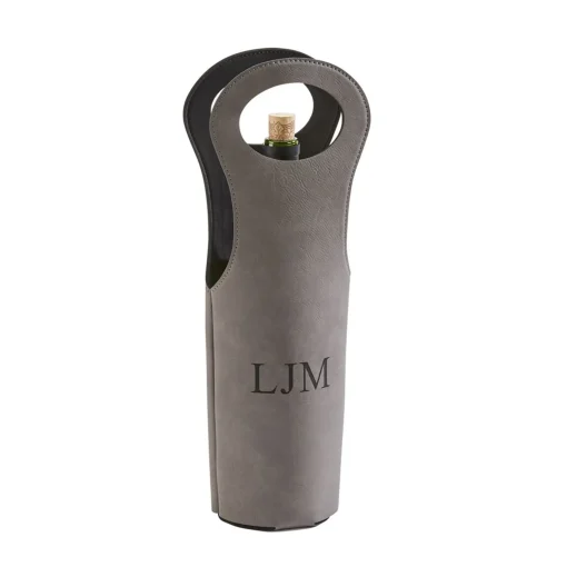 Leatherette Wine Holder in Grey - 14.5"