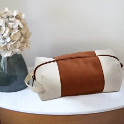 Leatherette/Canvas Caramel Travel Kit