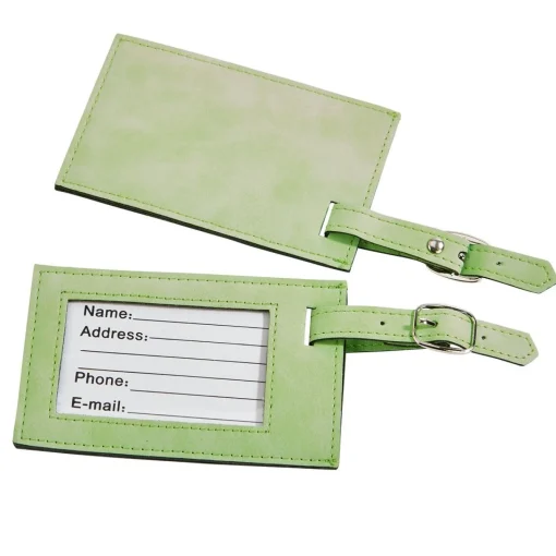 Lime Green Leatherette Luggage Tag