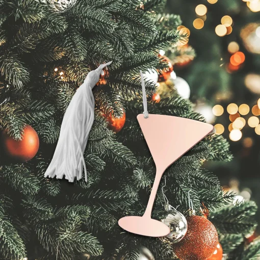 Martini Ornament Rose Gold Color 3.375" X 2.25"