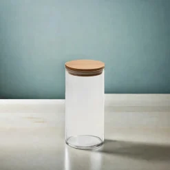 Medium Round Glass Storage Container with Bamboo Lid