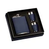 Navy Leatherette Flask & Stainless Steel Shot Glass Set