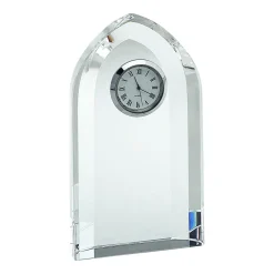 Optic Crystal Arched Clock, 6" Ht