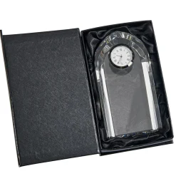 Optic Crystal Arched Clock, 6" Ht