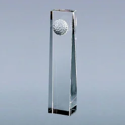 Optic Crystal Golf Ball Obelisk, 6.25"