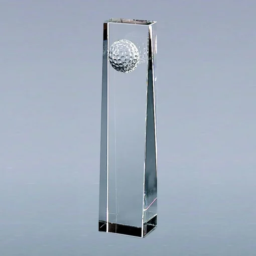 Optic Crystal Golf Ball Obelisk, 6.25"