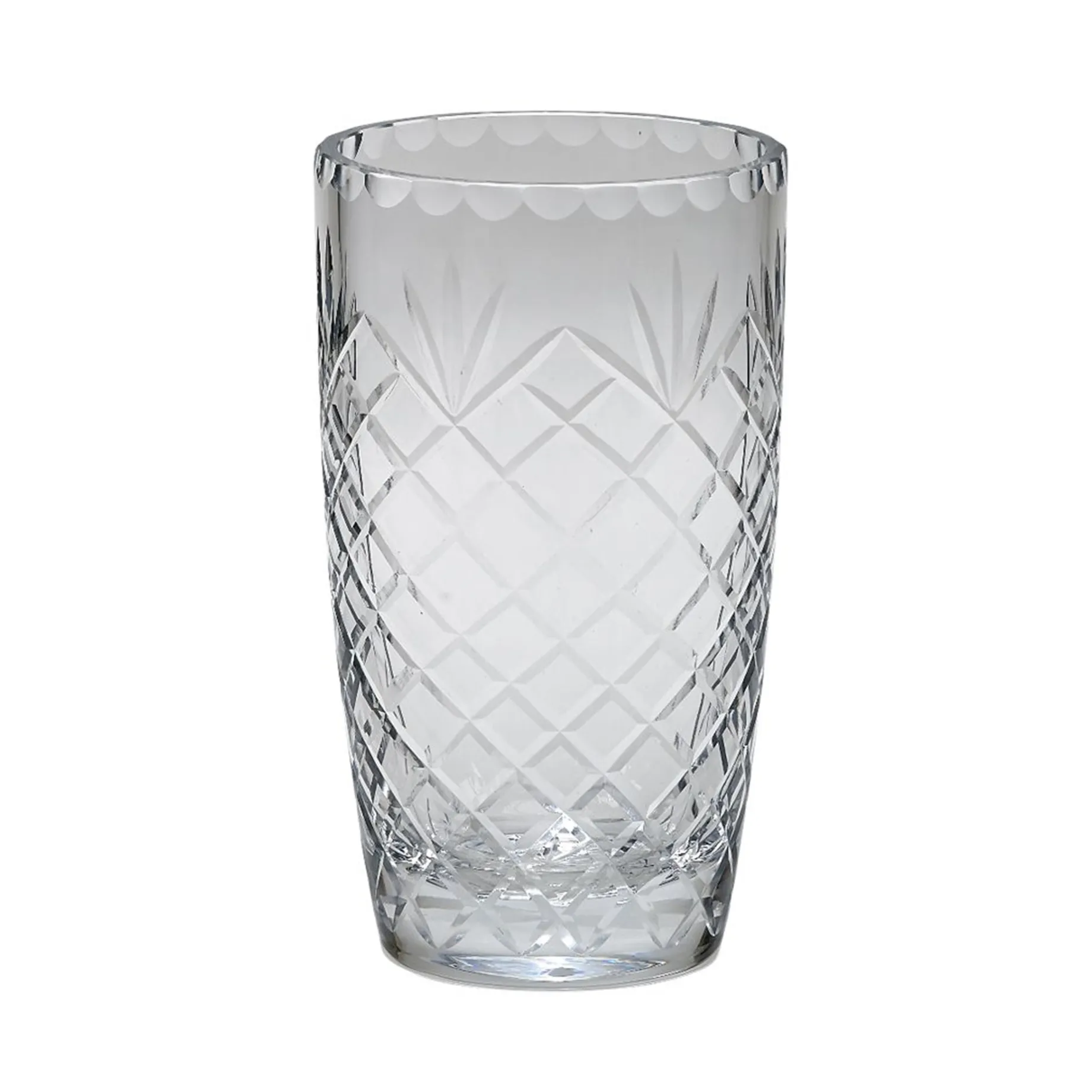 Optic Crystal Vase With Medallion Ll Pattern, 9.75"