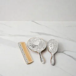 Ornate Vanity Set with Comb, Brush & Mirror