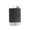 8 oz Black Stainless Steel Flask with Silver Bottom