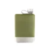 8 oz Green Stainless Steel Flask with Silver Bottom