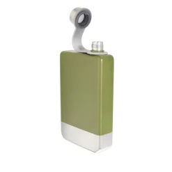 8 oz Green Stainless Steel Flask with Silver Bottom